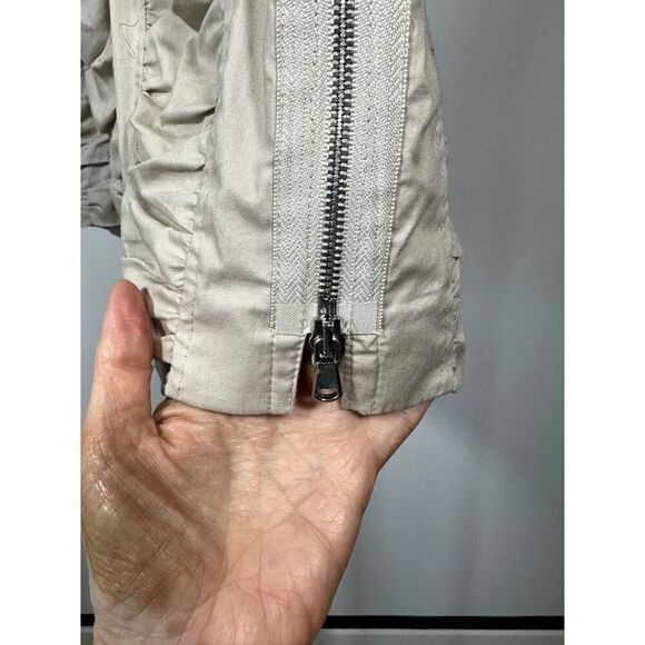 PURE AMICI Women's Ruched Side Zip Mini Cotton Blend Skirt Khaki Size Large - Picture 4 of 10